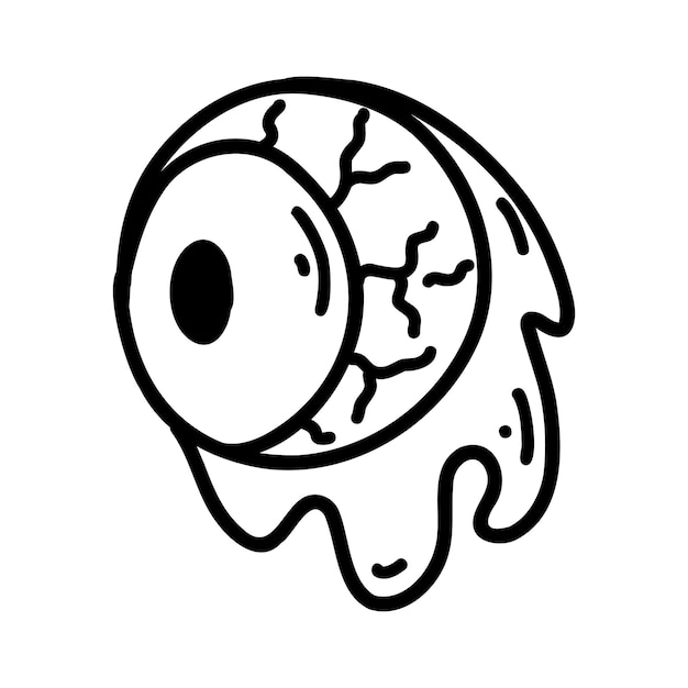 Hand drawn doodle eyeball Halloween outline element vector sketch illustration line art for web design icon print coloring page