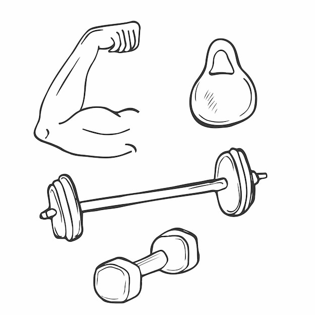 Vector hand drawn doodle fitness and health icon illustration vector