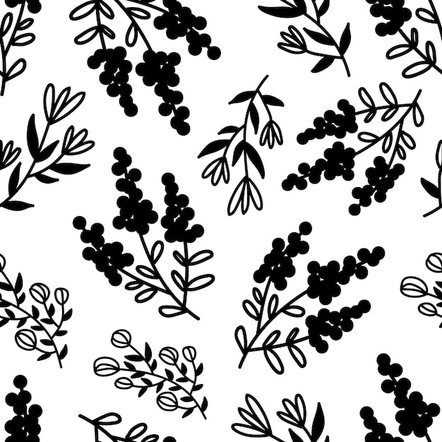 Hand drawn doodle floral seamless pattern design