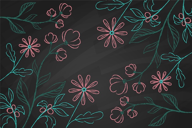 Рисованной каракули цветы на фоне доски