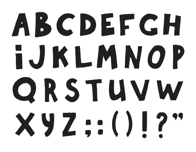 Vector hand drawn doodle font