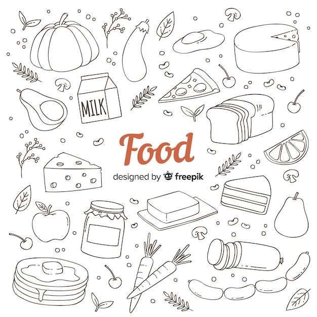 Hand drawn doodle food background