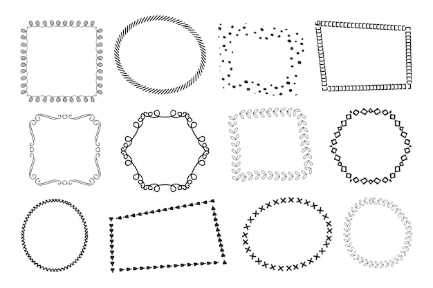 Vector hand drawn doodle frame collection