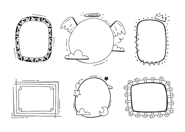 Hand drawn doodle frame collection