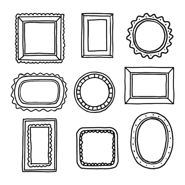 Vector hand drawn doodle frames collection