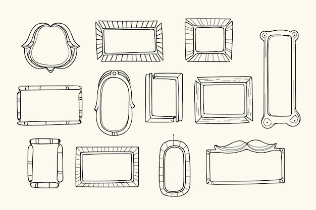 ベクトル 手描き落書きフレームコレクション