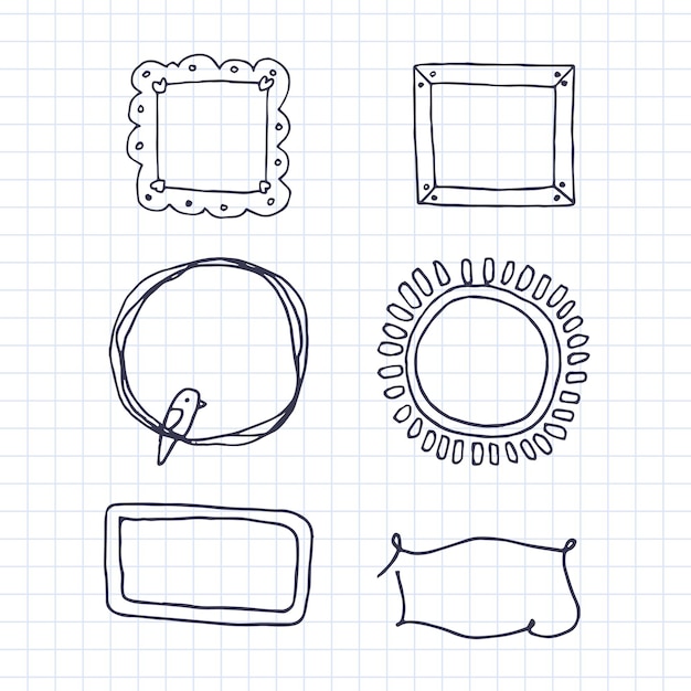 Vector hand drawn doodle frames set vector illustration in sketch style