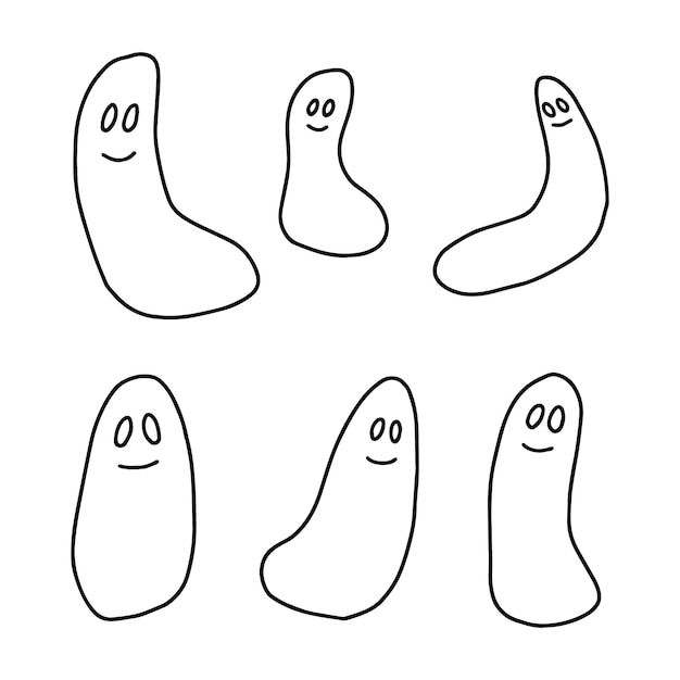 Hand drawn doodle ghost illustration Vector simple ghost set sketch isolated