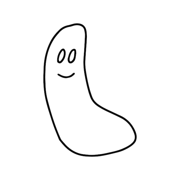 Illustrazione del fantasma del doodle disegnato a mano schizzo del fantasma semplice del vettore isolato