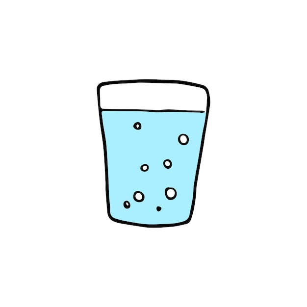 Hand drawn doodle glass of water Isolated vector clipart Bubbles