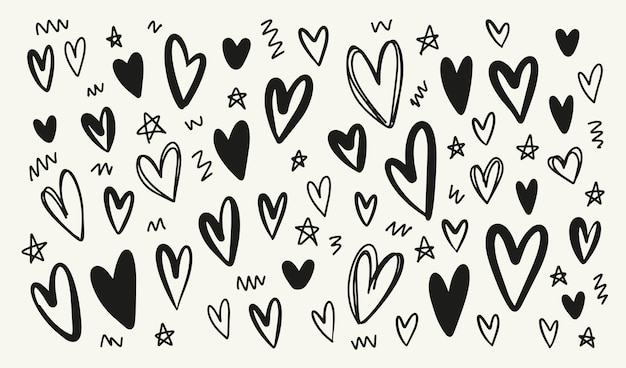 Vector hand drawn doodle hearts collection