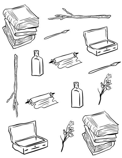 Vector hand drawn doodle hqppy halloween icons set