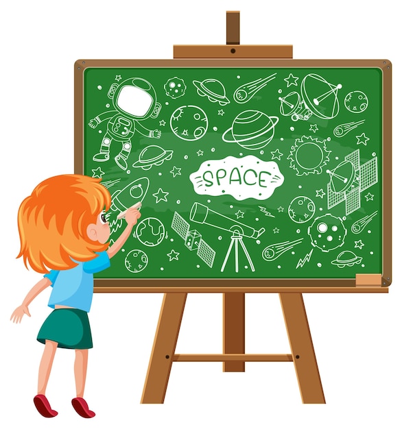Hand drawn doodle icons on chalkboard