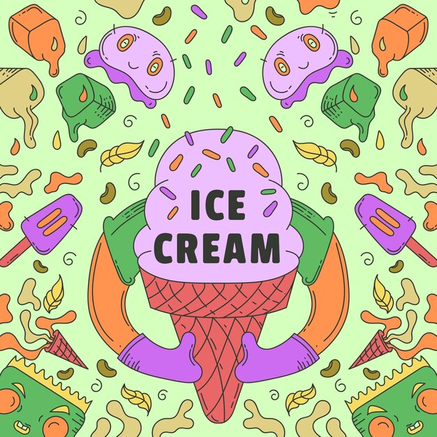 Vector hand drawn doodle illustration ice cream illustration design