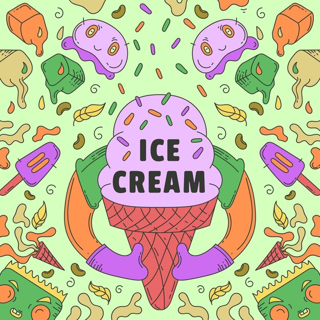 Hand drawn doodle illustration ice cream illustration design