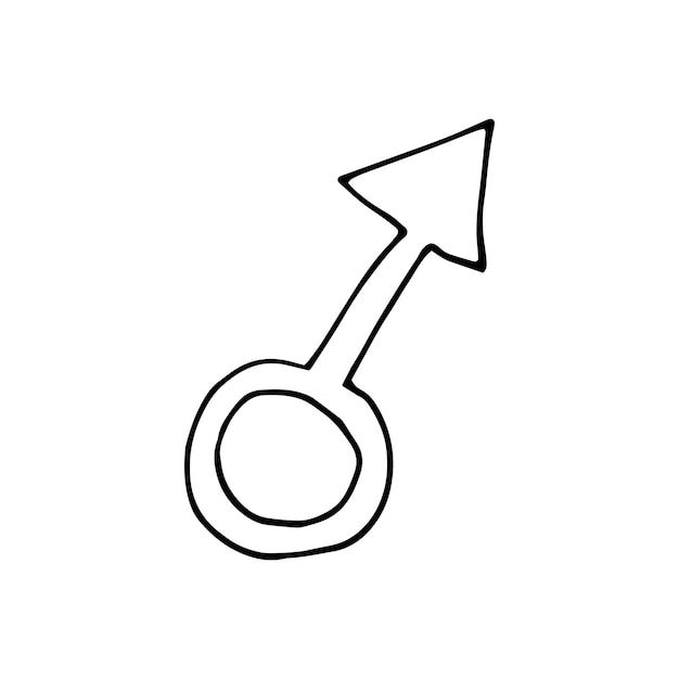 白い背景にジェンダー記号トイレコンセプトデザイン火星のシンボル分離された手描き落書きイラスト
