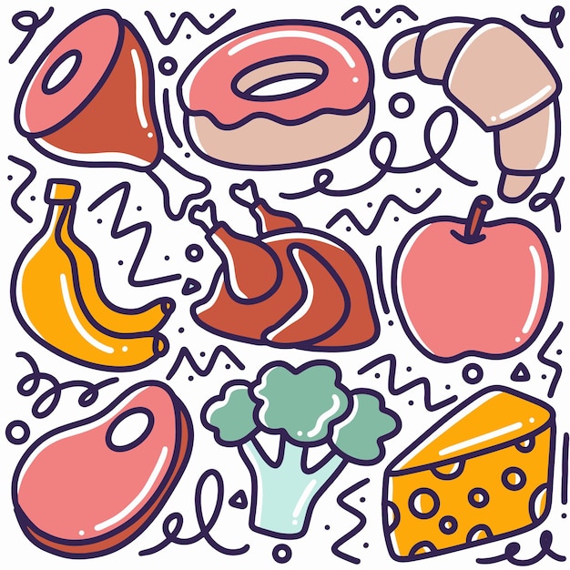 Hand drawn doodle ingredient menu with icons and design elements