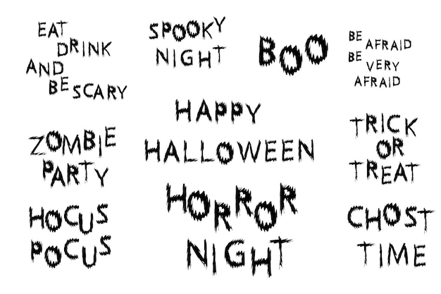 Hand drawn doodle letters for Halloween poster greeting card print or banner Vector holiday quote