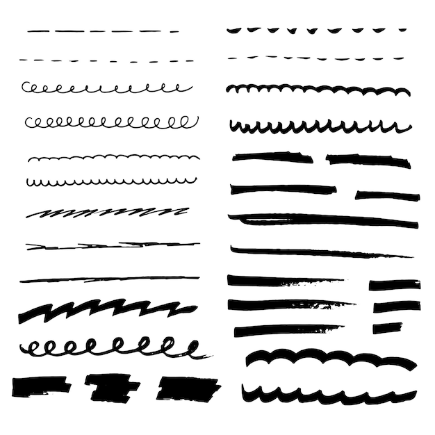 Hand drawn doodle lines set