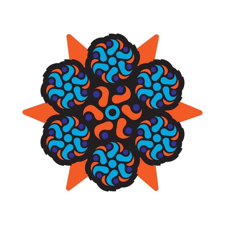 Vector hand drawn doodle mandala mandala with colorful tribal ornament isolated