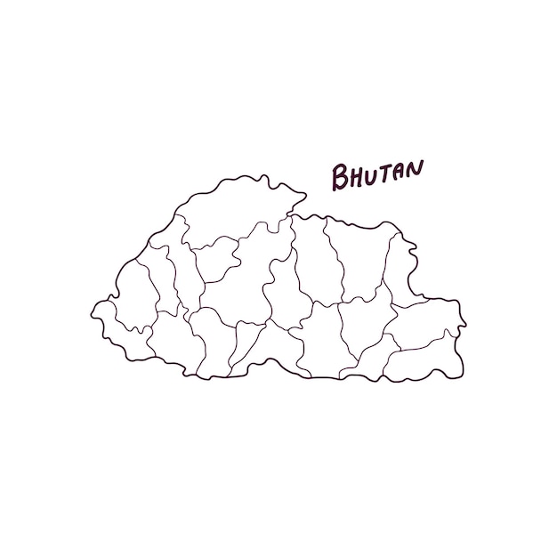 Hand Drawn Doodle Map Of Bhutan Vector Illustration