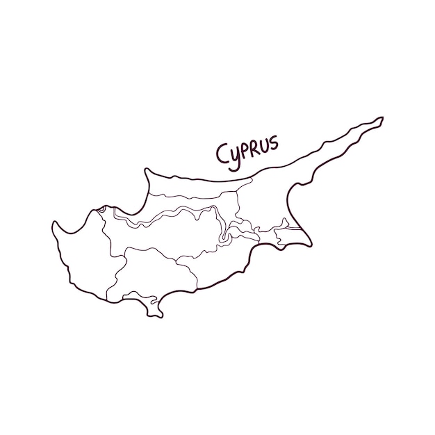 Hand drawn doodle map of cyprus vector illustration