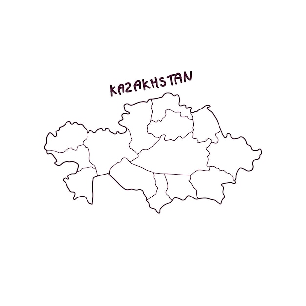 Vector hand drawn doodle map of kazakhstan vector illustration