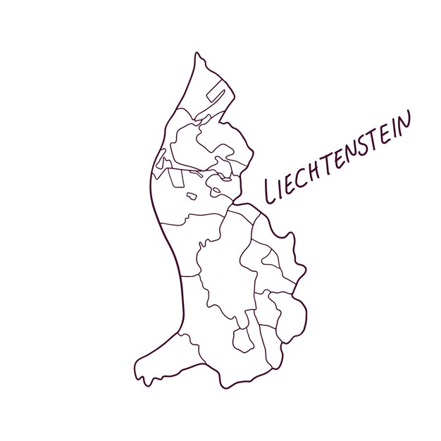 Hand Drawn Doodle Map Of Liechtenstein Vector Illustration