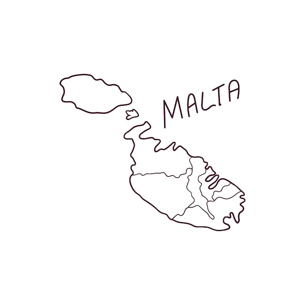 Hand Drawn Doodle Map Of Malta Vector Illustration