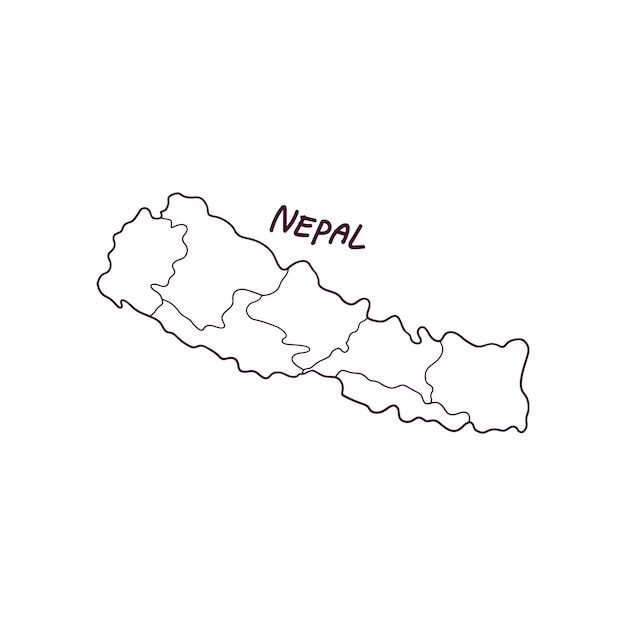 Vector hand drawn doodle map of nepal vector illustration