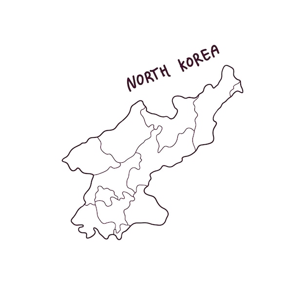 Hand Drawn Doodle Map Of North Korea Vector Illustration