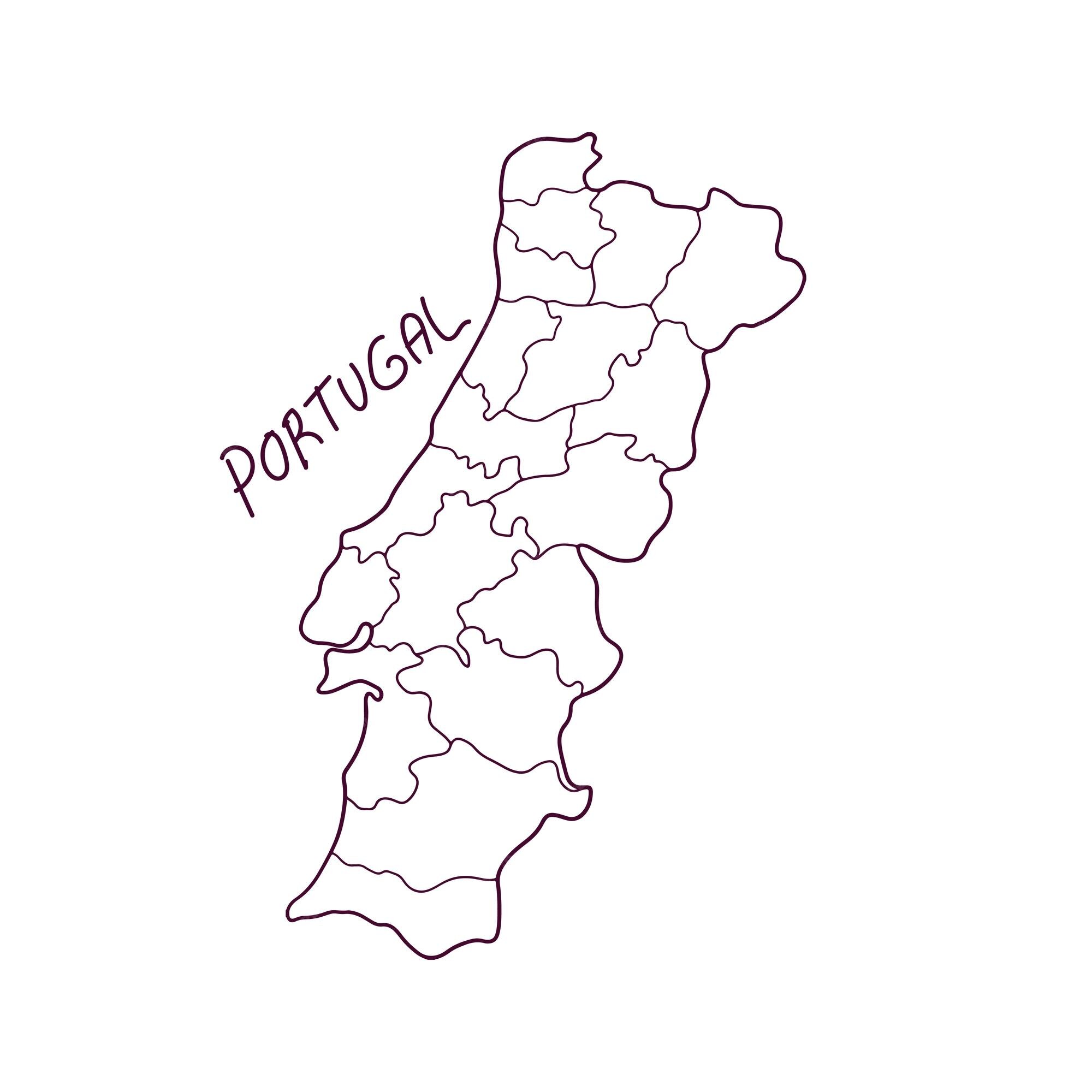 Premium Vector  Simple outline map of portugal, in sketch line style