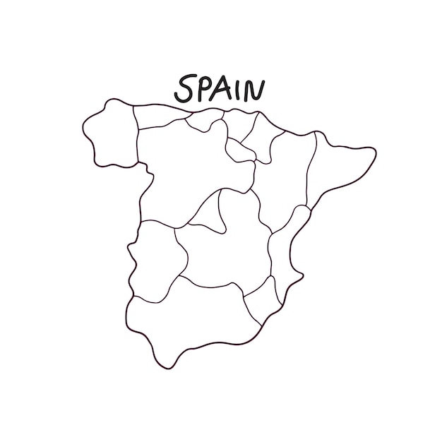 Hand drawn doodle map of Spain