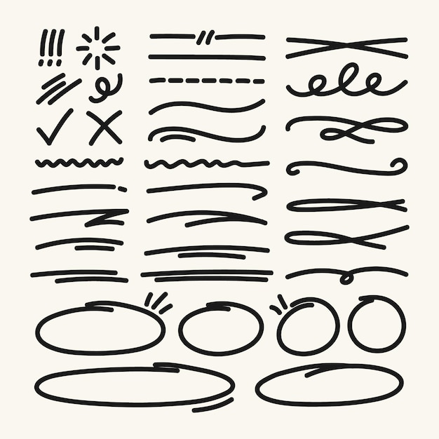 Premium Vector | Hand drawn doodle marker set with decorative elements ...