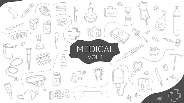 Vector hand drawn doodle medical premium