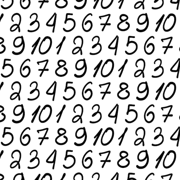手描きのドゥードル番号シームレスパターン子供のための数学的な背景