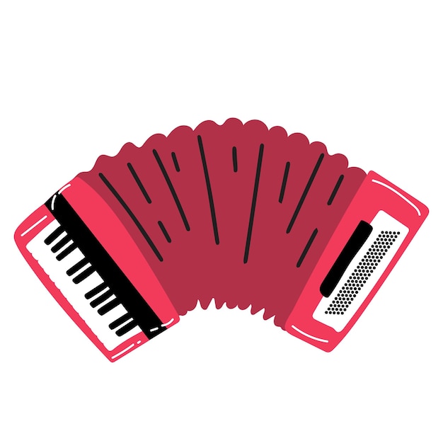 Hand drawn doodle Old Accordion icon isolated on a white background Vector illustration