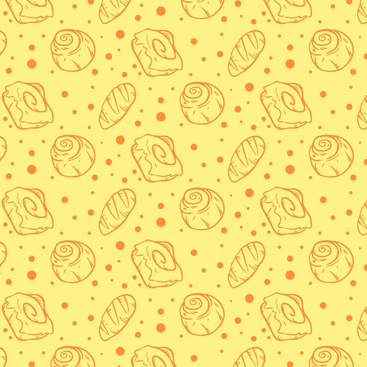 Vector hand drawn doodle pastry products seamless pattern