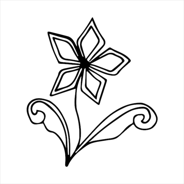 꽃 디자인 개념에 대 한 손으로 그린 낙서 식물 요소