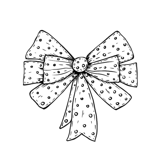 Vector hand drawn doodle polka dot bow