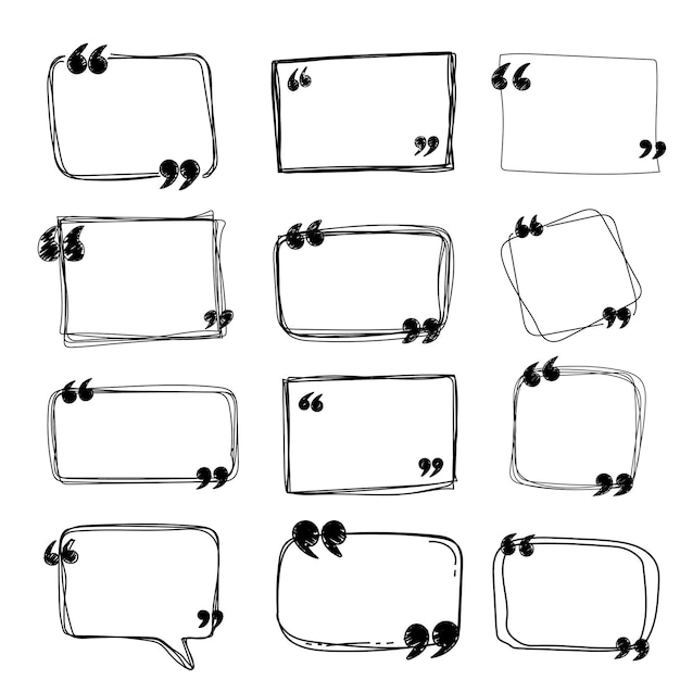 Cornice della scatola di citazione di doodle disegnato a mano
