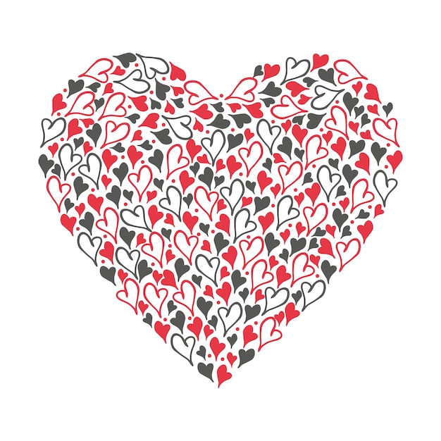 Рисованной каракули красные и черные сердца
