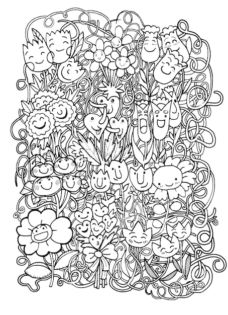 Hand drawn Doodle Sketch Flowers  background