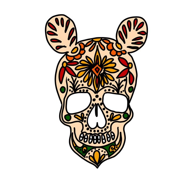 Vector hand drawn doodle skull day of the dead element