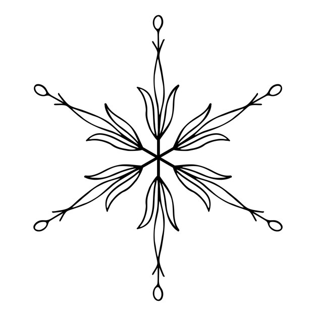 Vector hand drawn doodle snowflake element on a white background