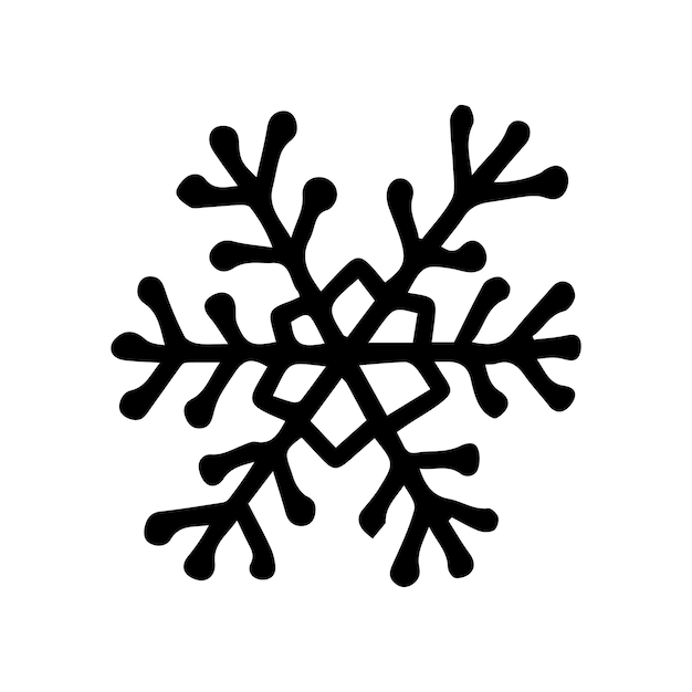 Illustrazione del fiocco di neve doodle disegnato a mano fiocco di neve vettoriale semplice doodle