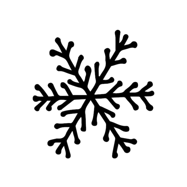 Illustrazione del fiocco di neve doodle disegnato a mano fiocco di neve vettoriale semplice doodle