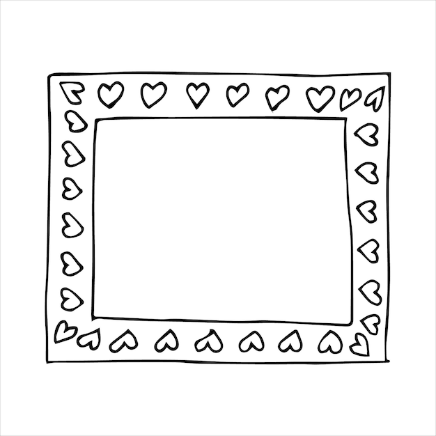 Hand drawn doodle style rectangular frame Black and white vector illustration