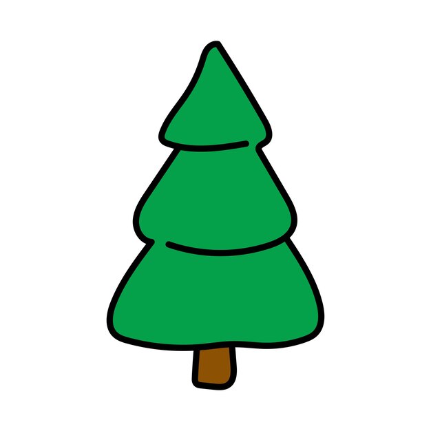 手描き落書きスタイルベクトル白い背景で隔離のクリスマスツリー