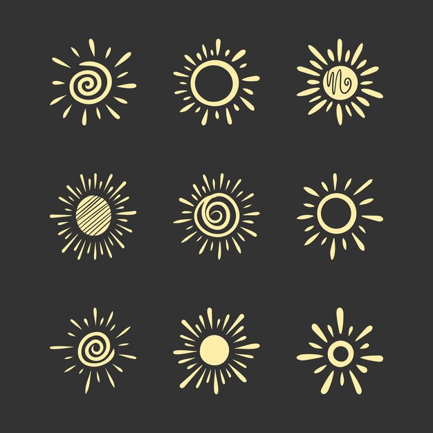 Vector hand drawn doodle sun design element